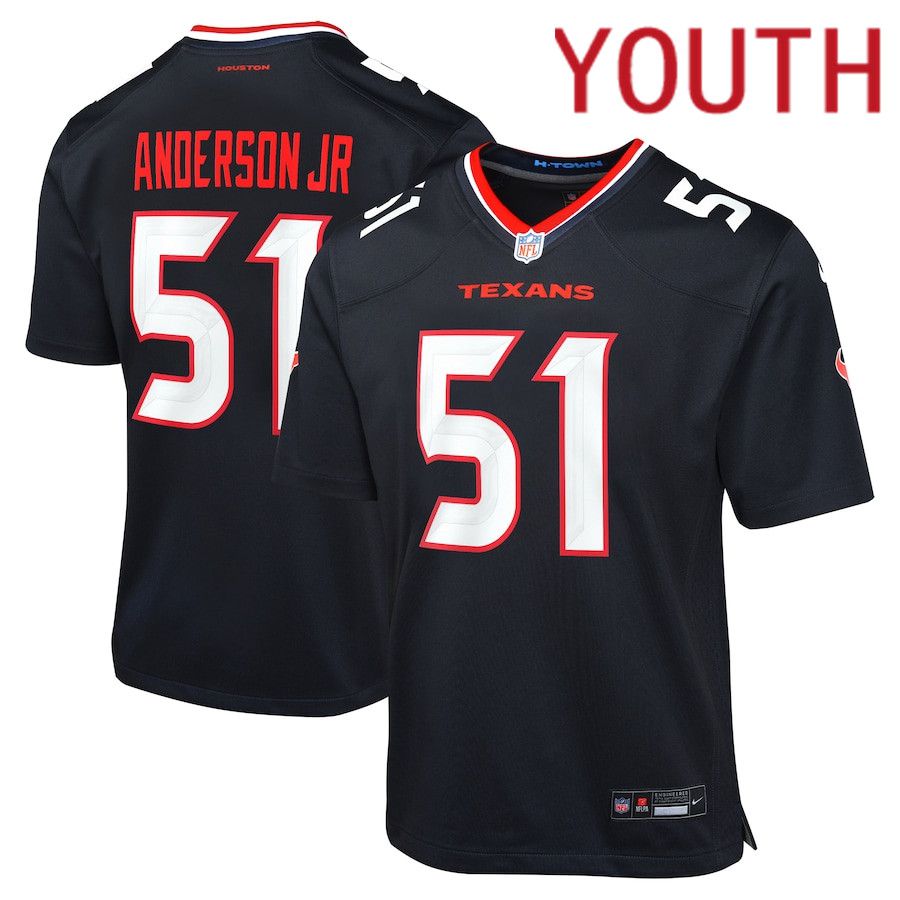 Youth Houston Texans 51 Will Anderson Jr. Nike Navy Game NFL Jersey